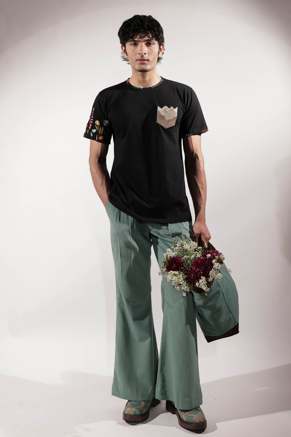 Green Suede Bootcut Pants