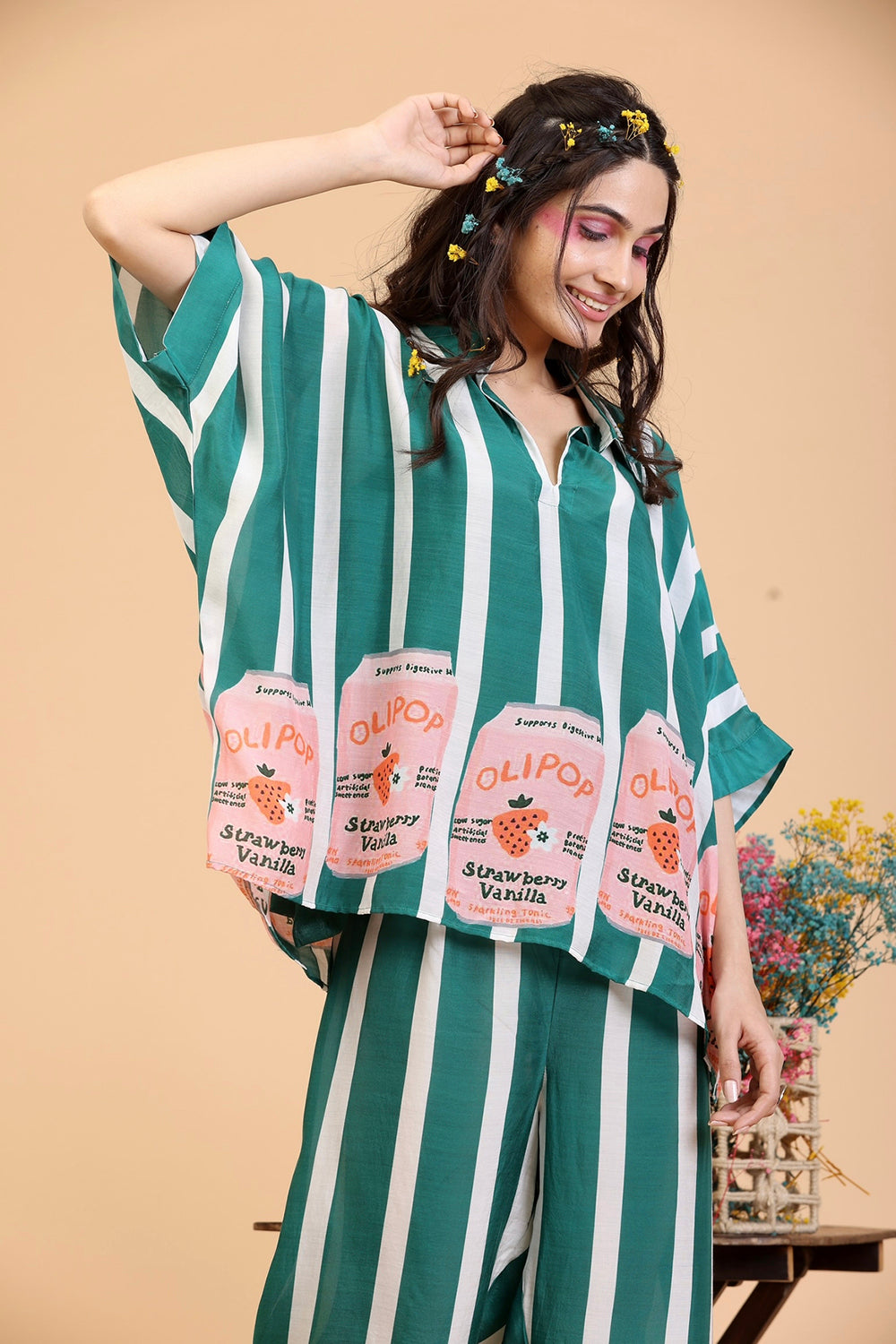 Green and White Co-ord Set