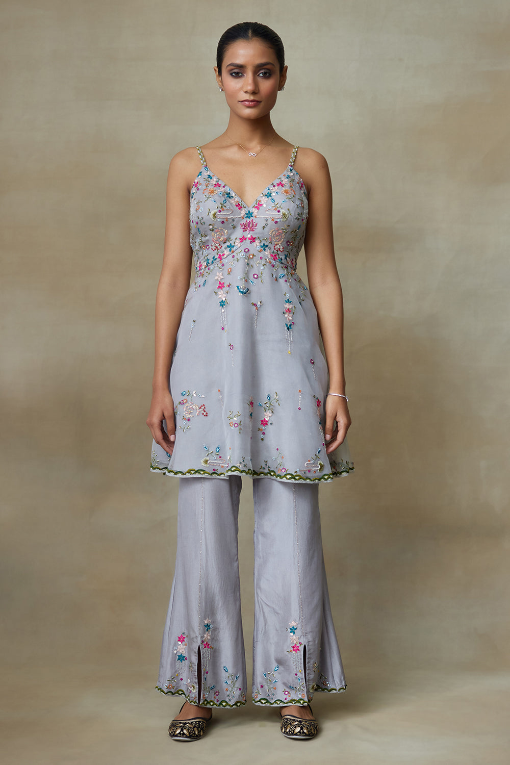 Grey Fancoin Kurta Set