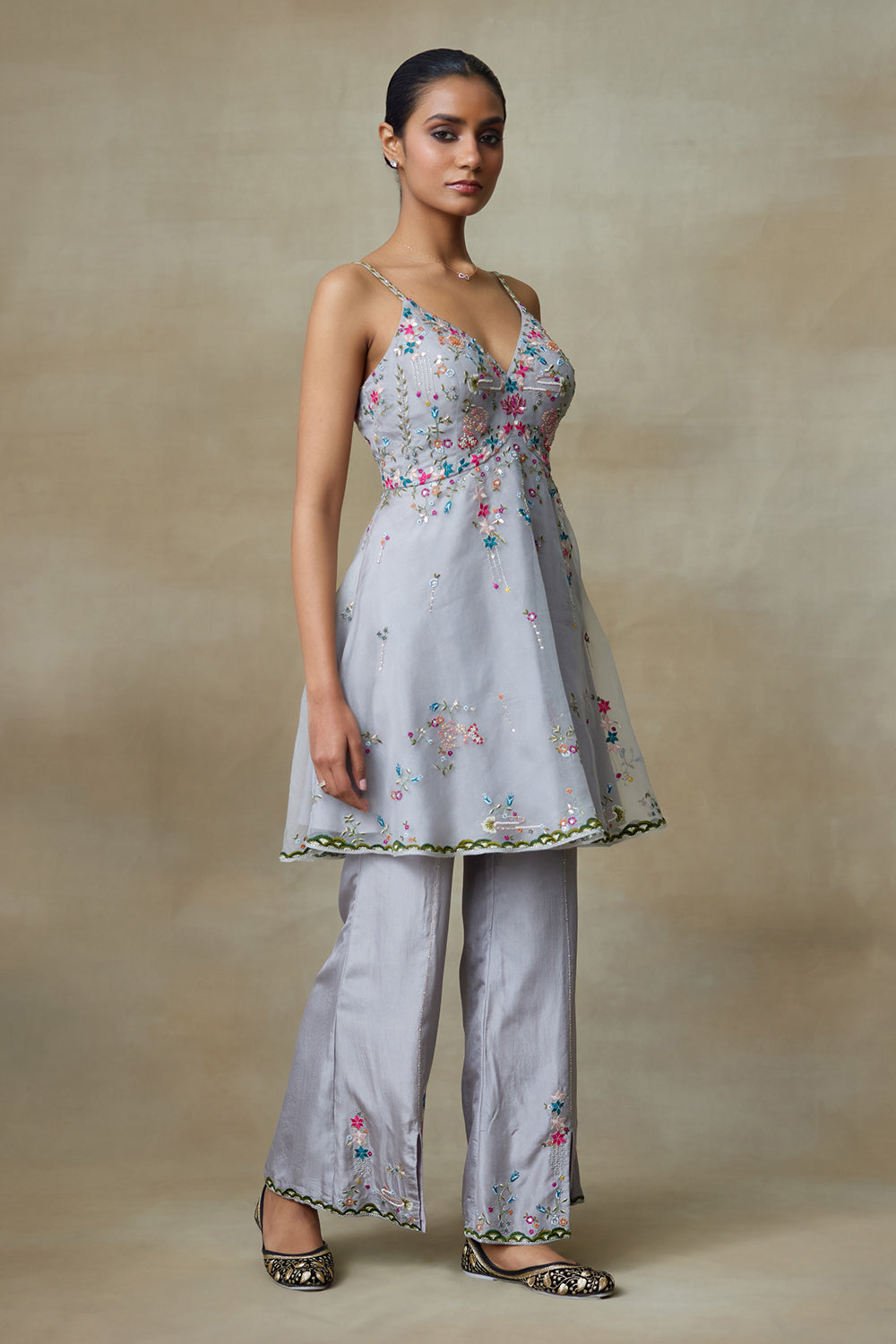 Grey Fancoin Kurta Set