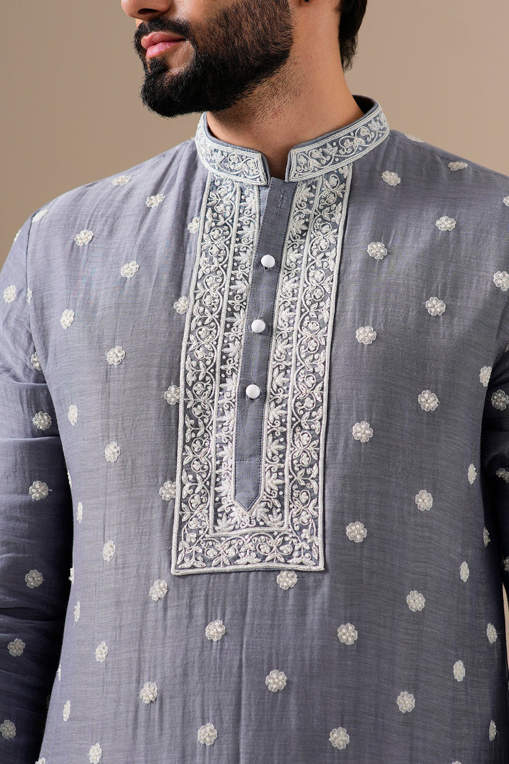 Grey Fleur Kurta Set