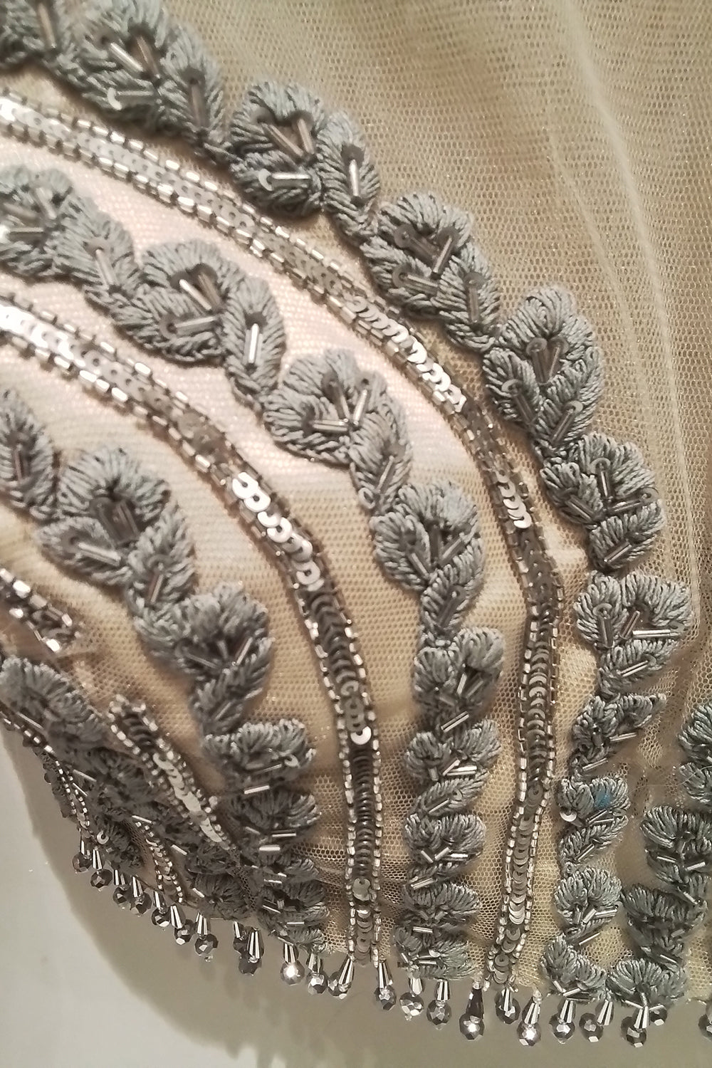 Grey Nude Drape Saree