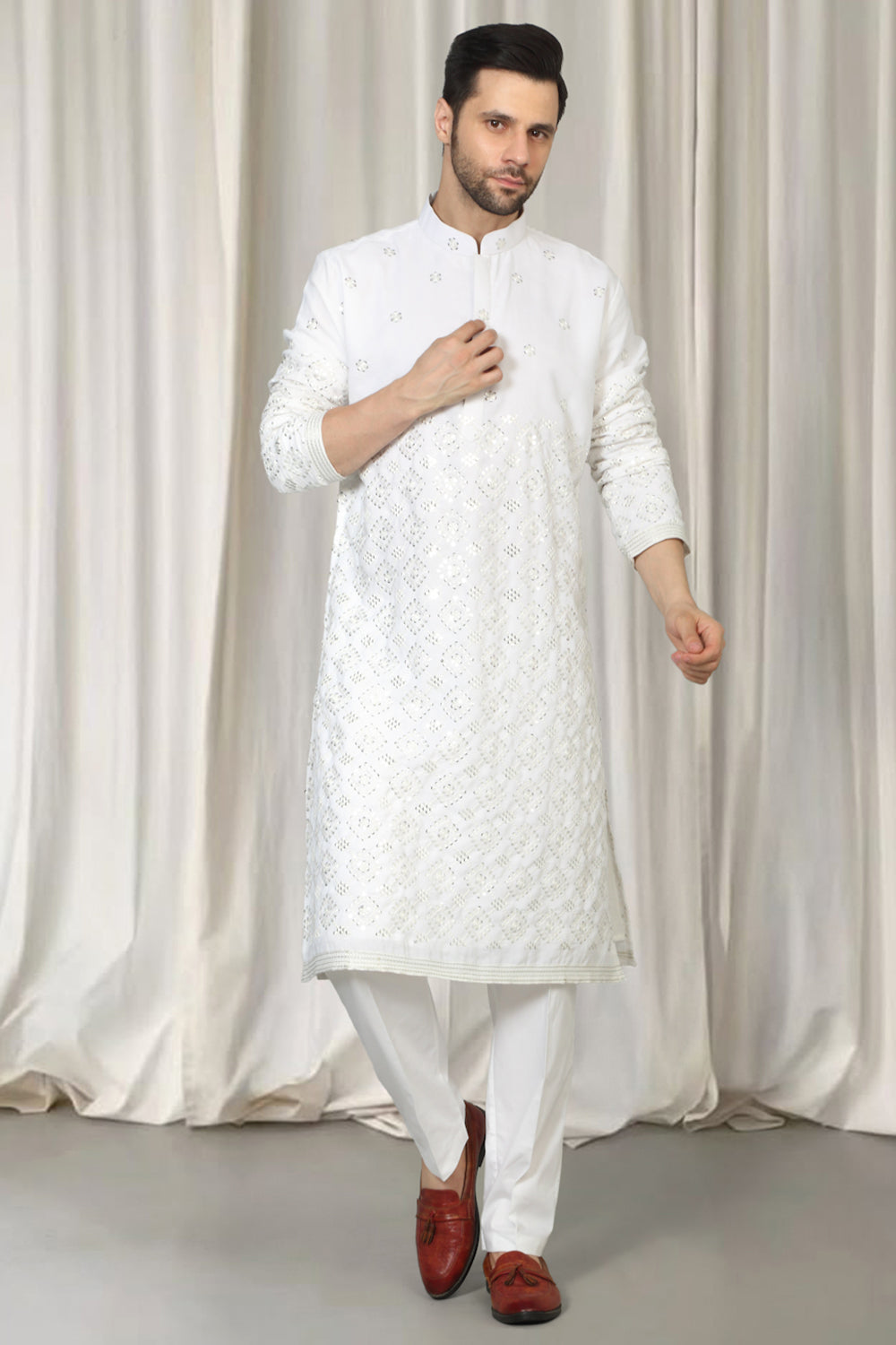 Harsh Mirror  Embroidered Kurta With Back Elastic Pants
