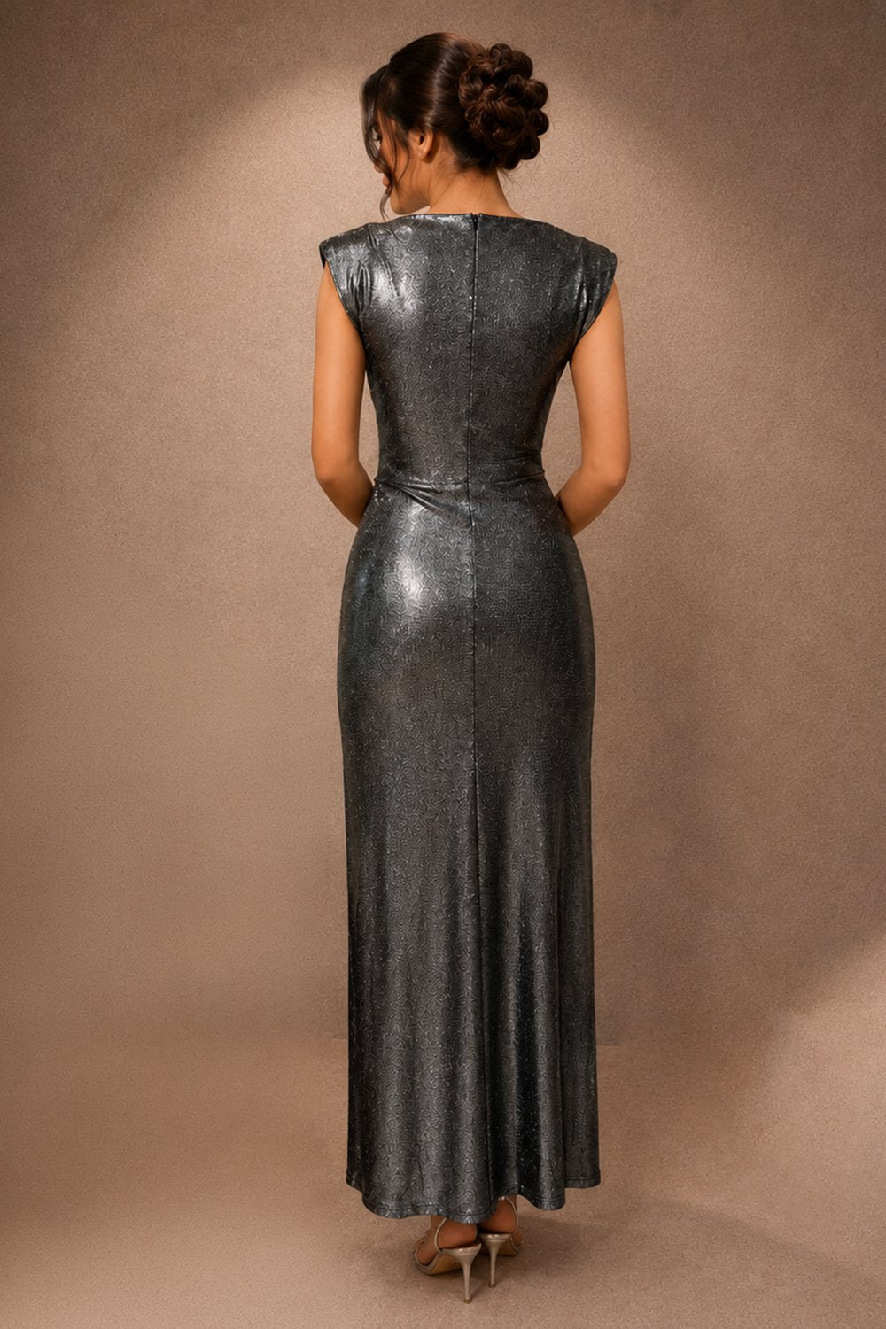 Grey High Neckline Maxi Dress