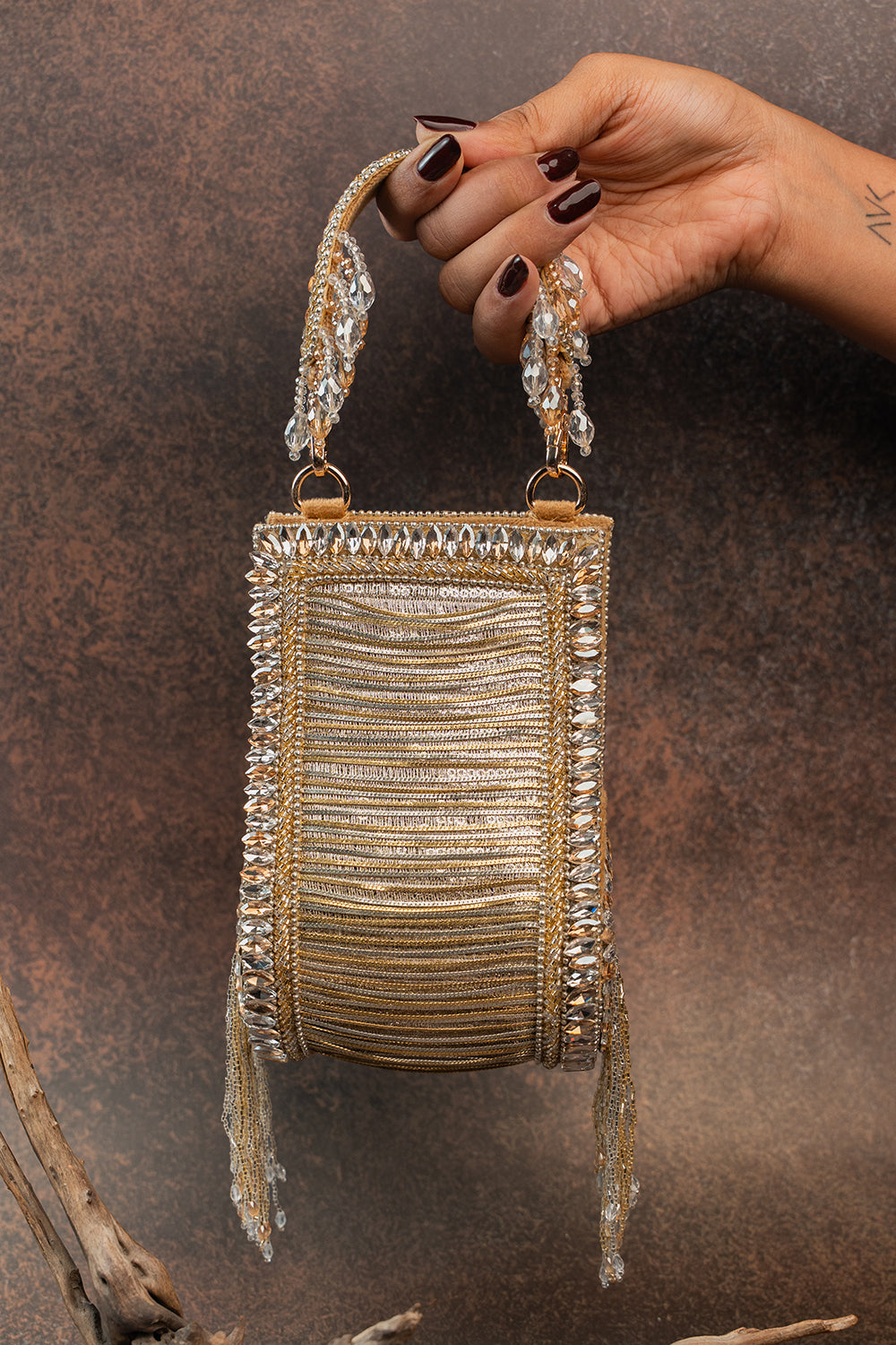 Hinted Beadfall Gold Silver
