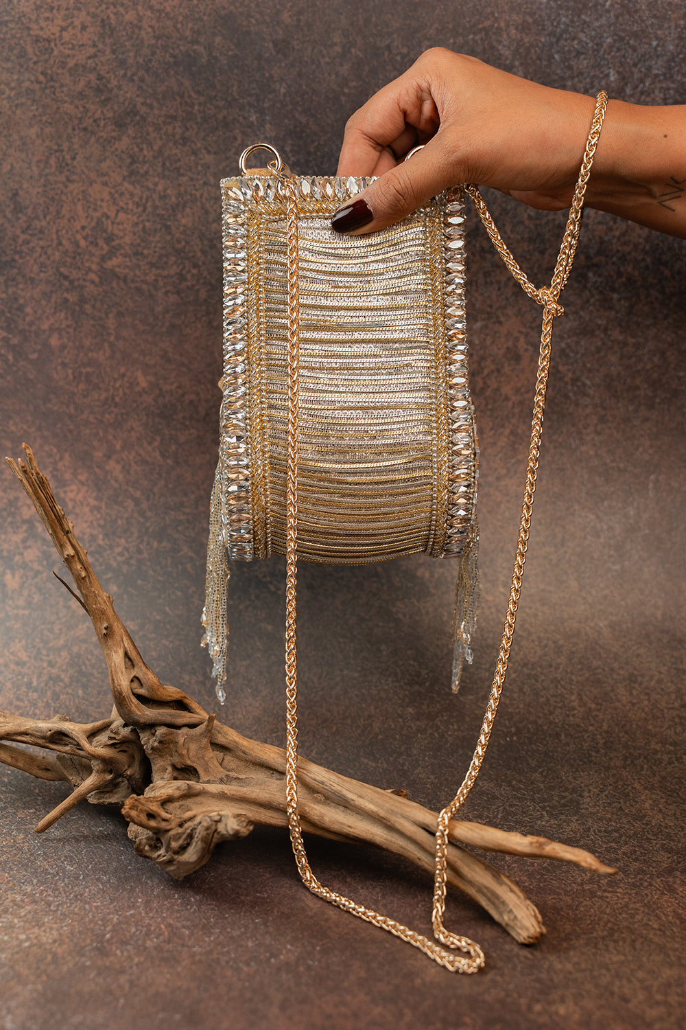 Hinted Beadfall Gold Silver