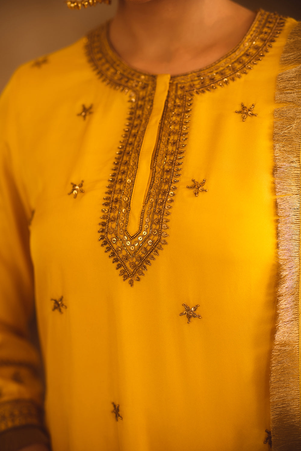 Hoor-E-Mahal Yellow Ombre Kurta Sharara Set