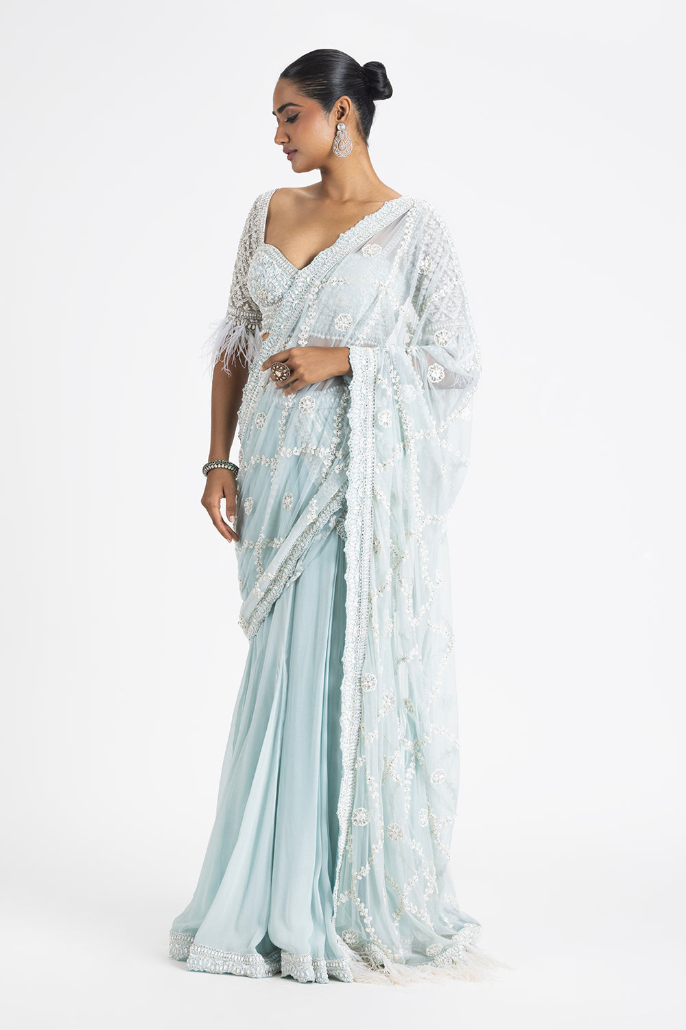 Ice Blue Shimmer Ggt Saree