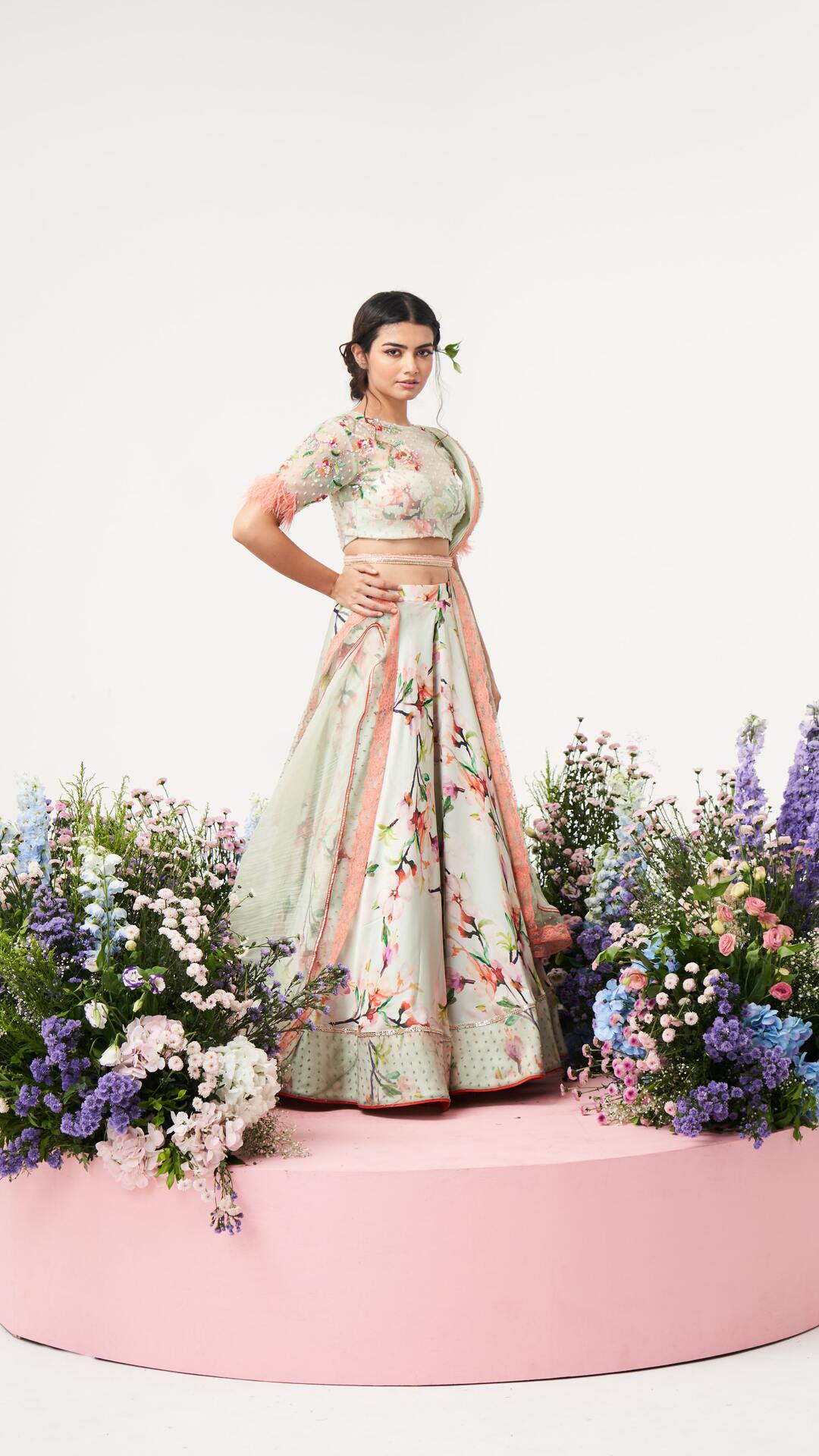 Lilium-Creme De Mint Lehenga Set