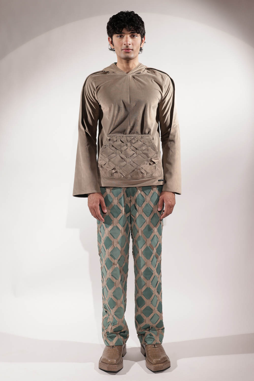 Interwoven Green & Beige Pants