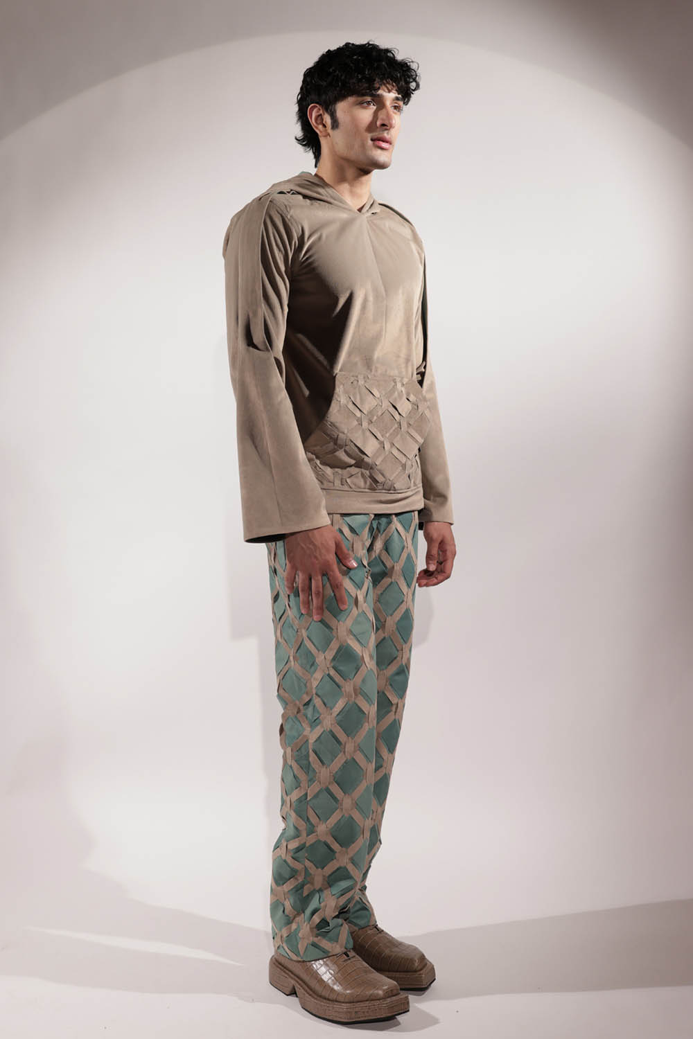 Interwoven Green & Beige Pants