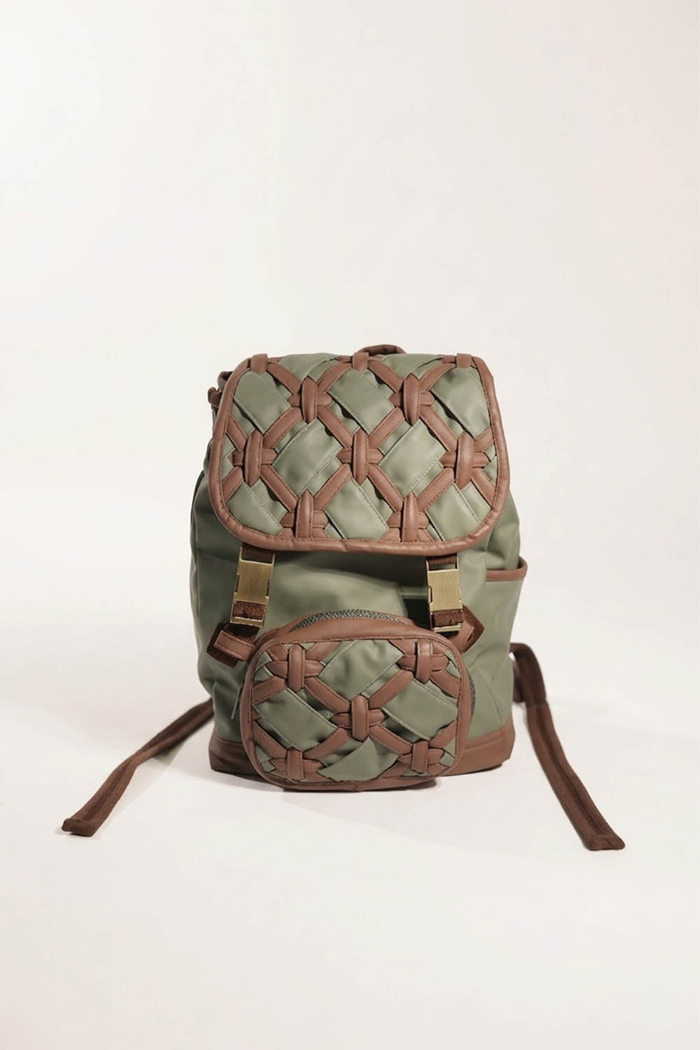 Interwoven Green & Brown Backpack