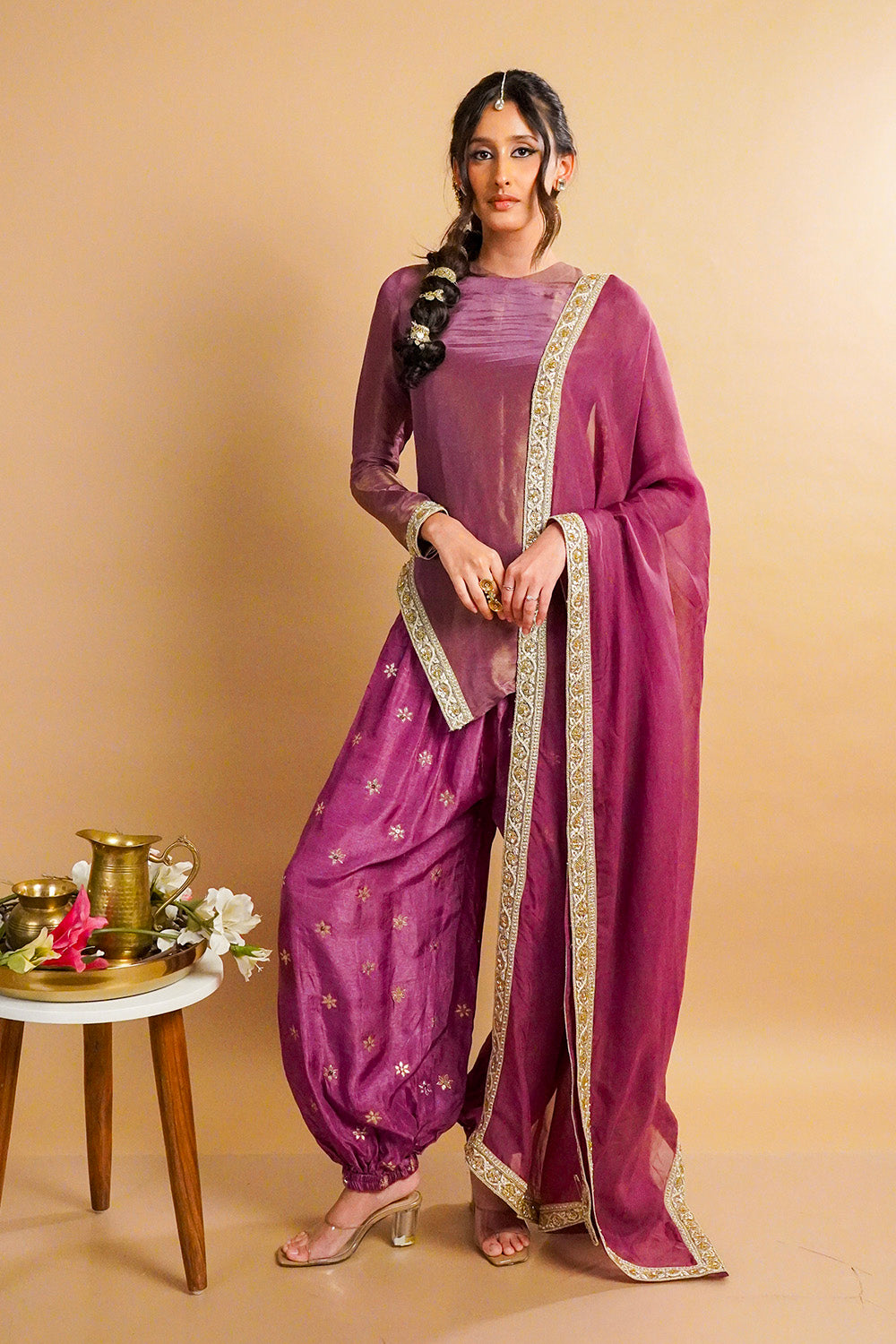 Iris Tissue Kurta with Balloon Pants Set