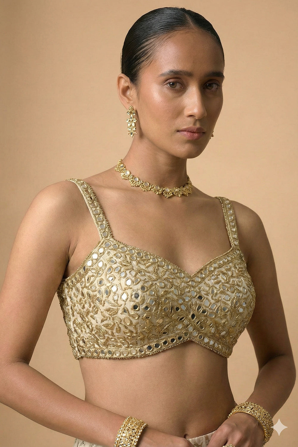 Ivory Banarasi Chanderi Lehenga Set