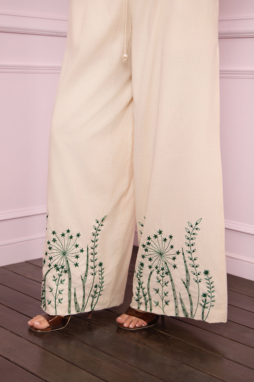 Ivory Bloom Embroidered Pant Set
