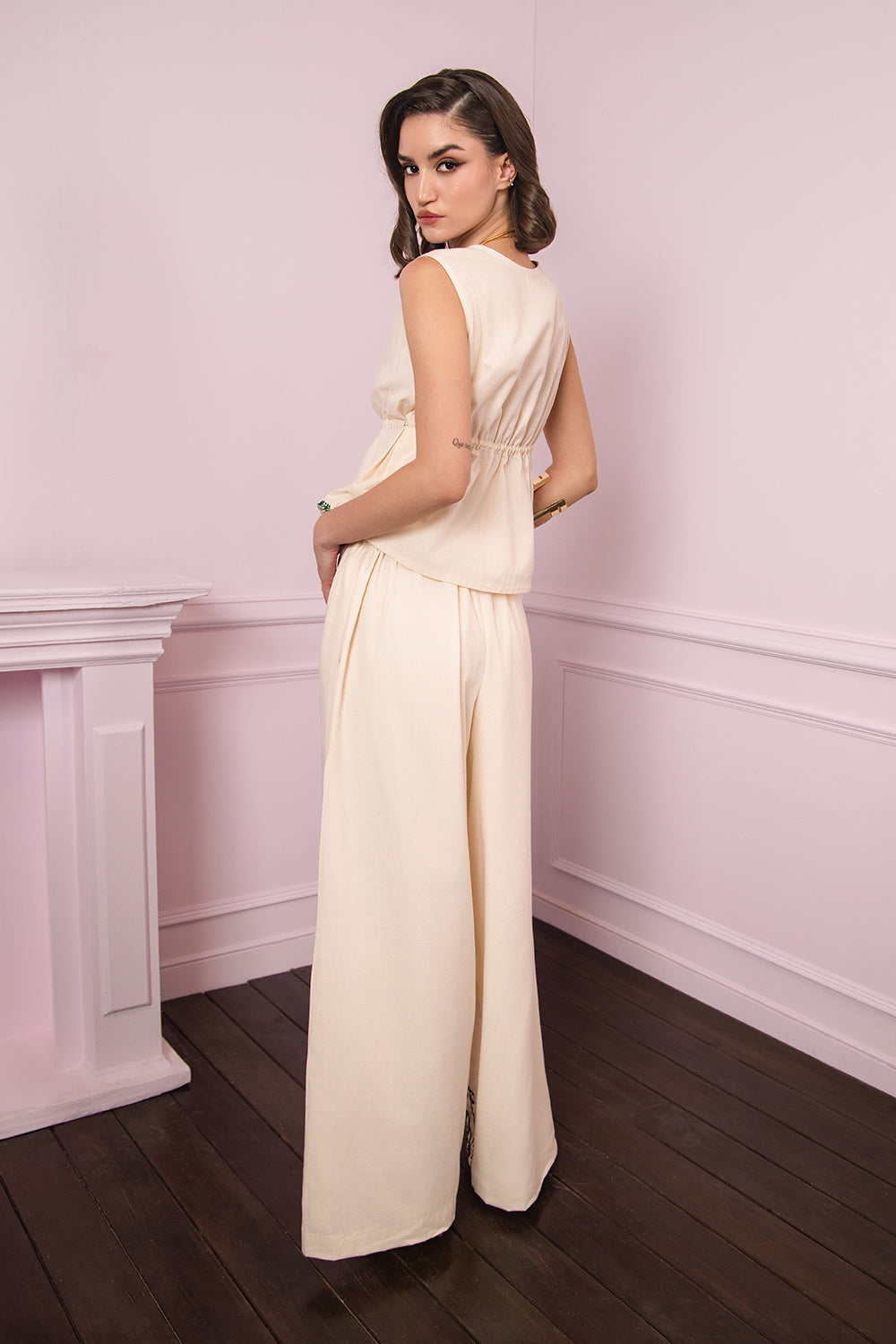 Ivory Bloom Embroidered Pant Set