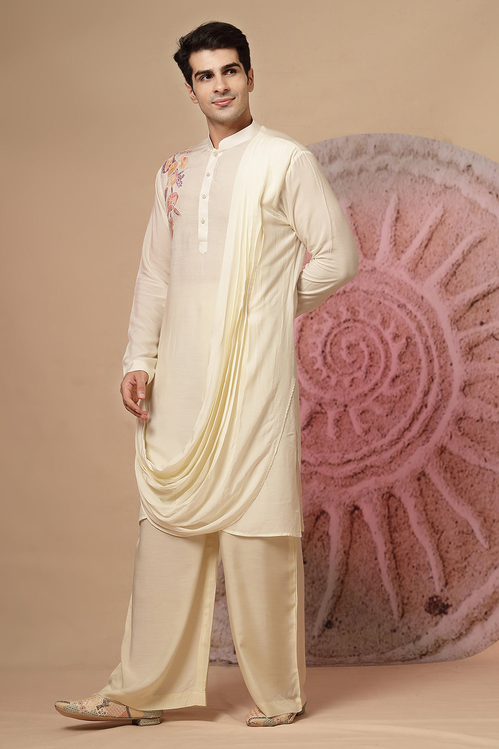 Ivory Cowl Kurta With Salwar Plazzo Pant