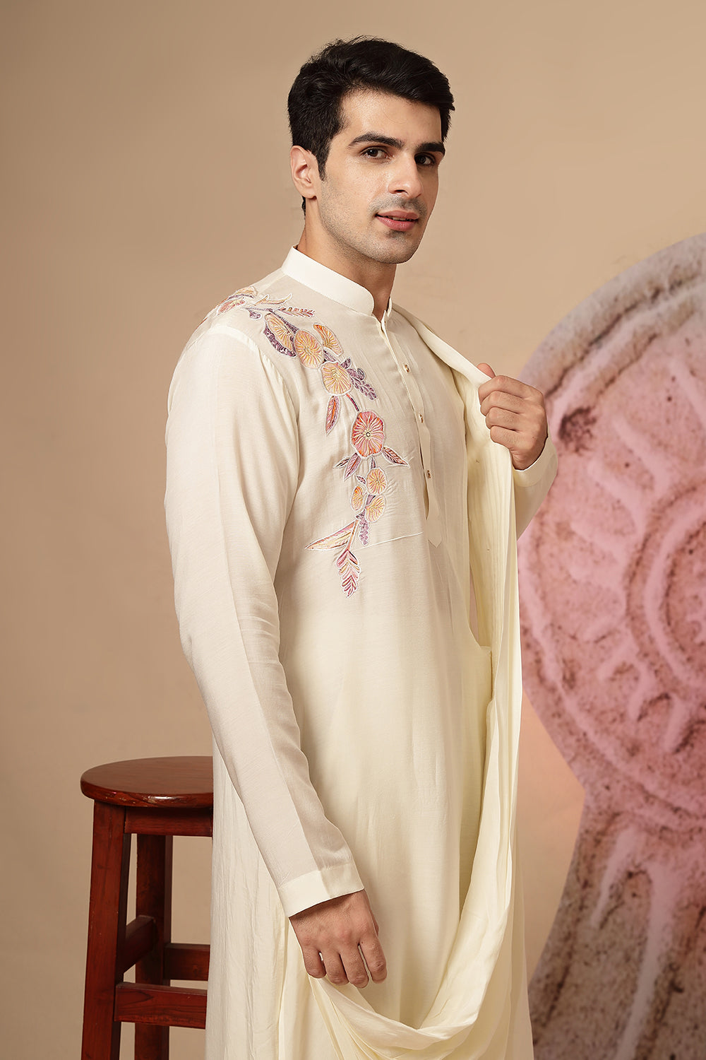 Ivory Cowl Kurta With Salwar Plazzo Pant