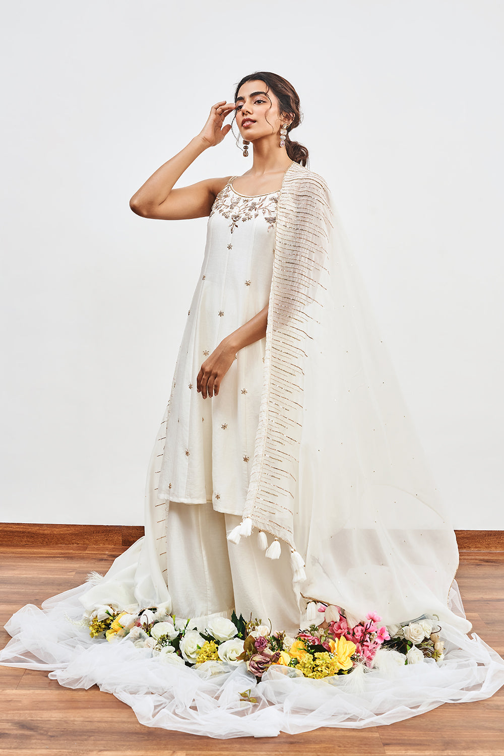 Ivory Kalidaar with Ivory Dupatta
