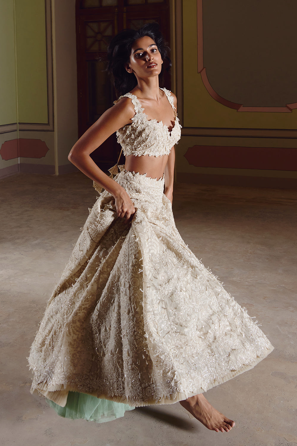 Ivory New Athena Tassles Lehenga Set