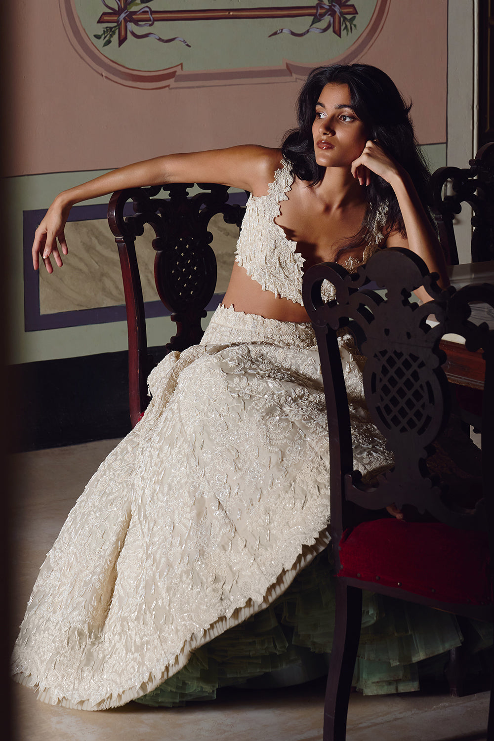 Ivory New Athena Tassles Lehenga Set