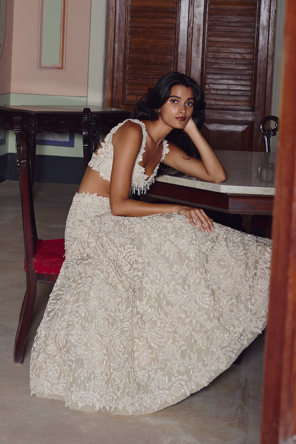 Ivory New Athena Tassles Lehenga Set