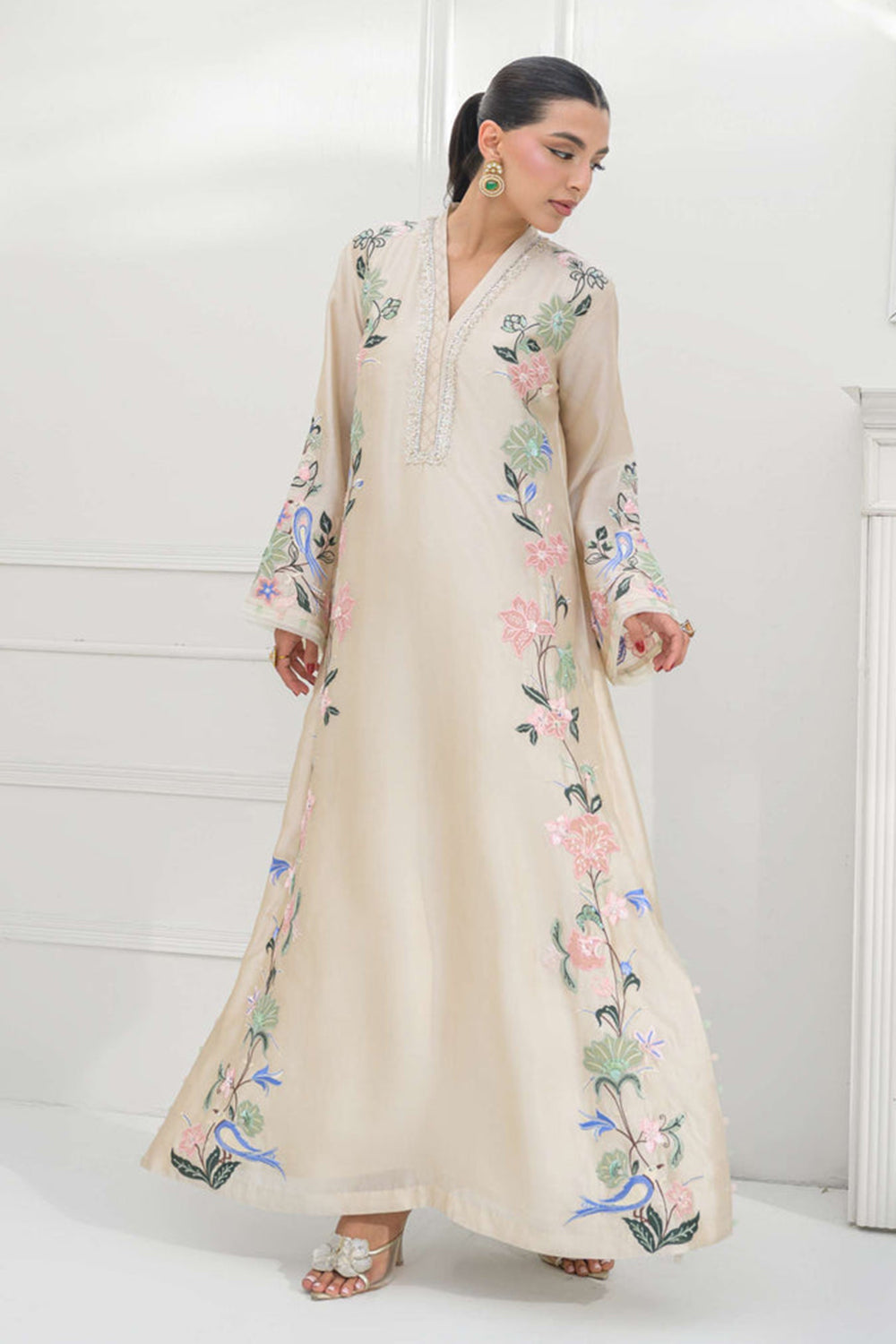 Ivory Silk Embroidered Suit Sets