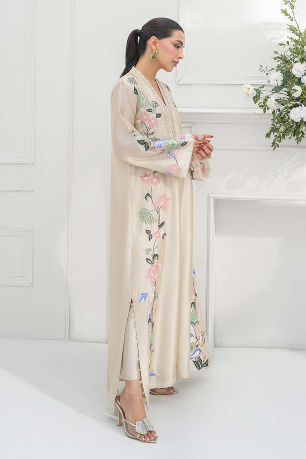 Ivory Silk Embroidered Suit Sets
