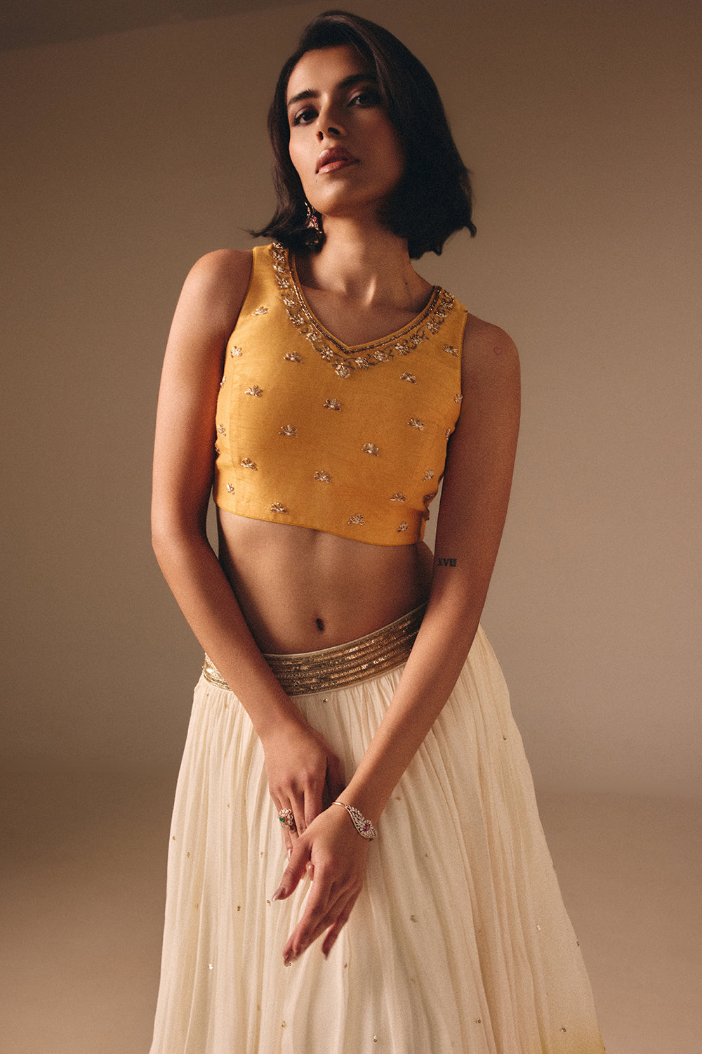 Ivory & Yellow Lehenga Set