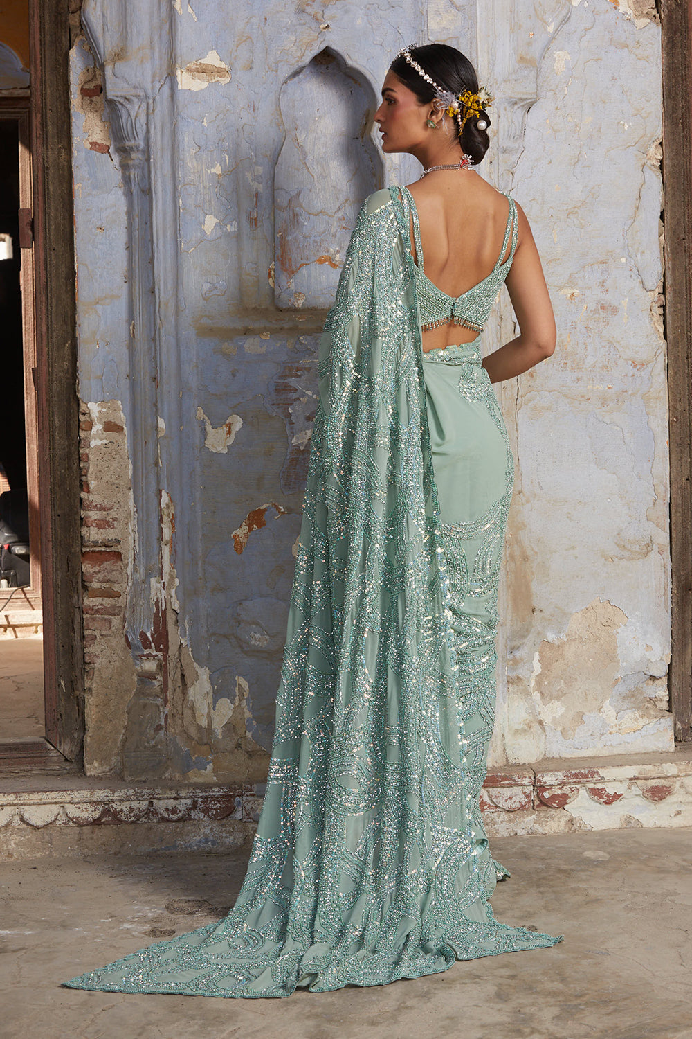 Jade Green Georgette Saree