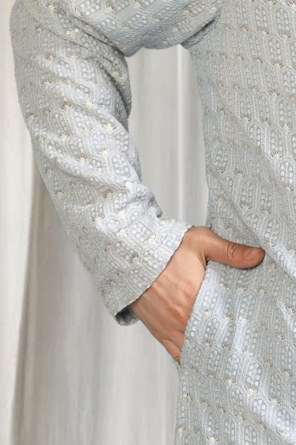 Jalsa All Over  Embroidered Kurta With Back Elastic Pants