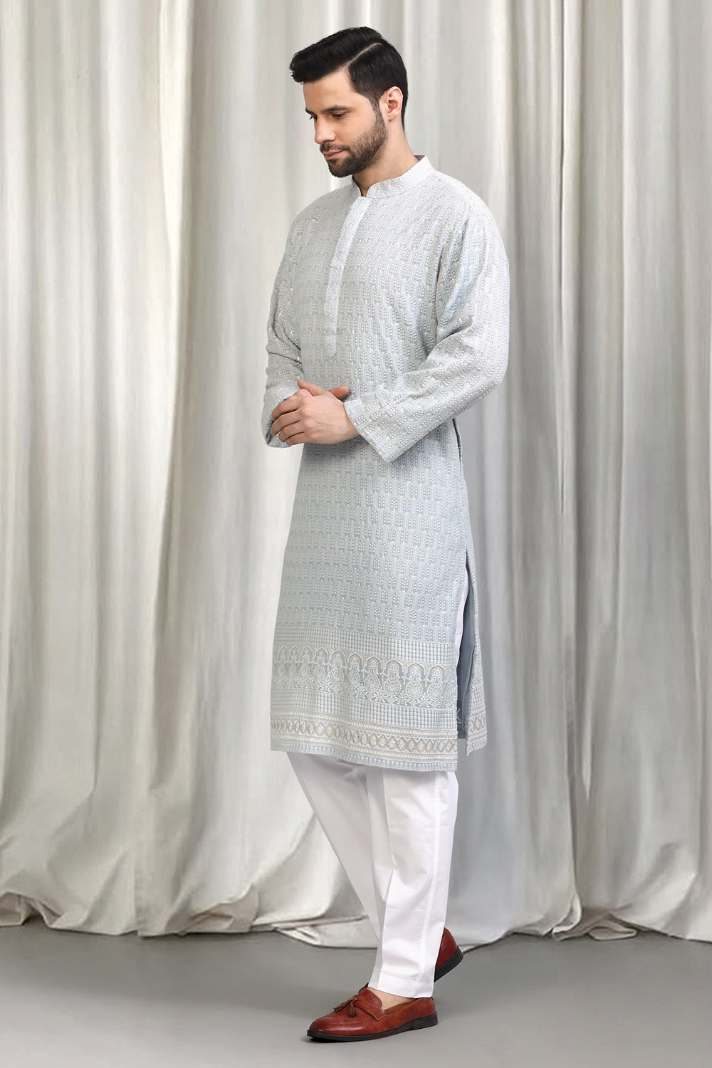 Jalsa All Over  Embroidered Kurta With Back Elastic Pants