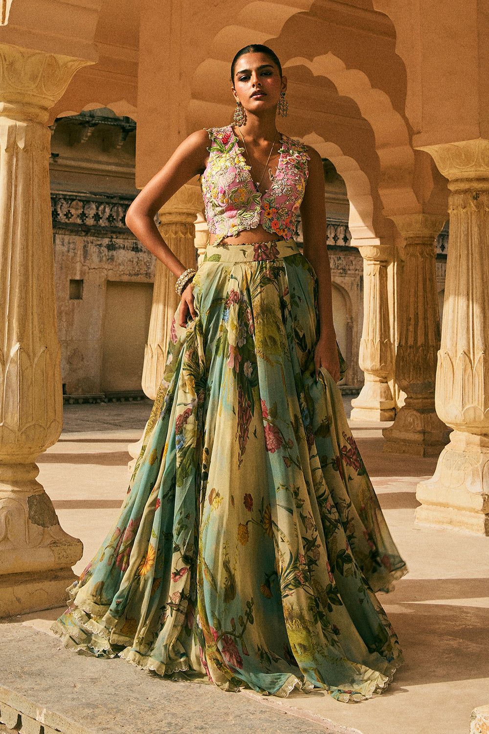 Janhvi Applique Skirt Set