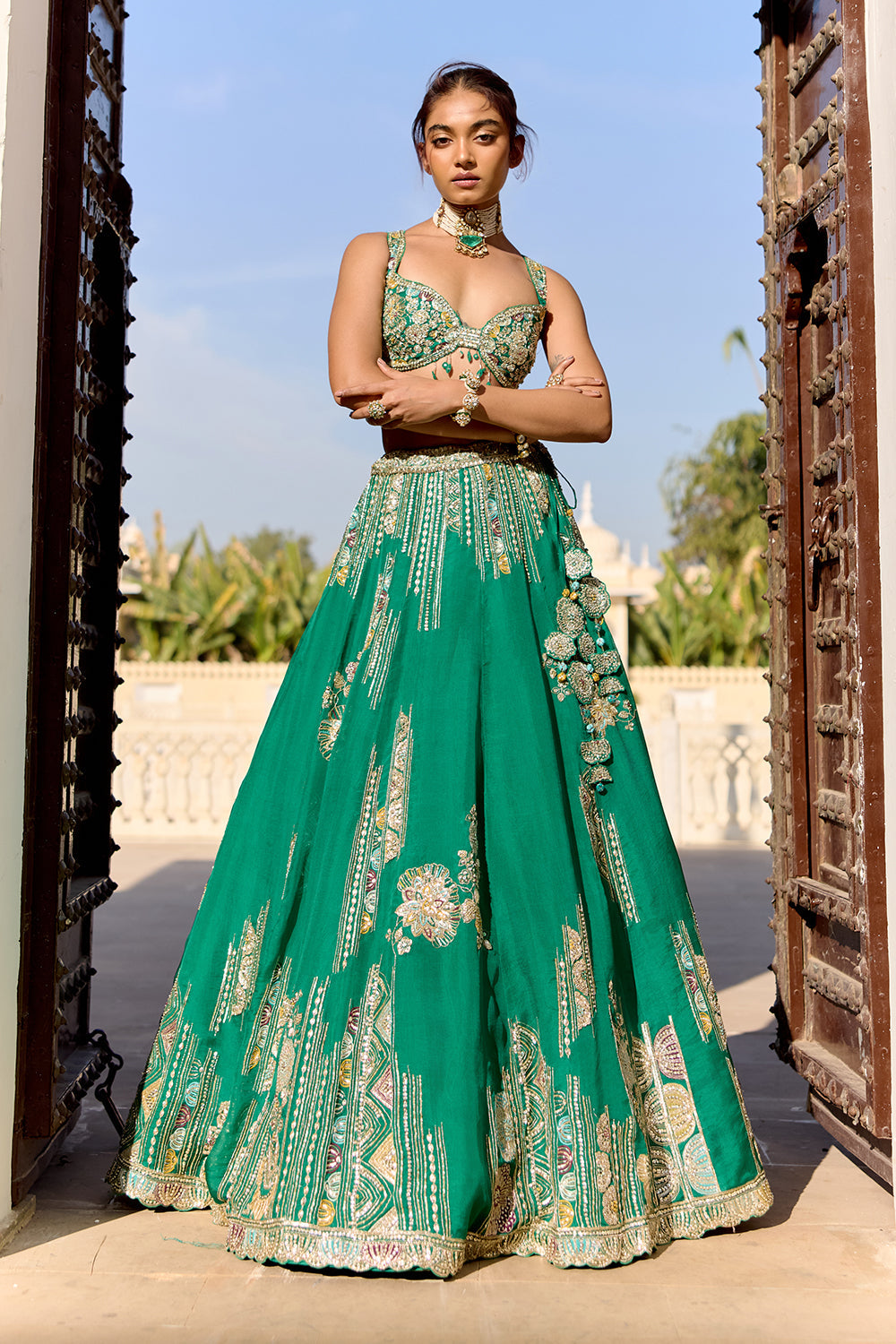 Jewel Green Organza Lehenga Set