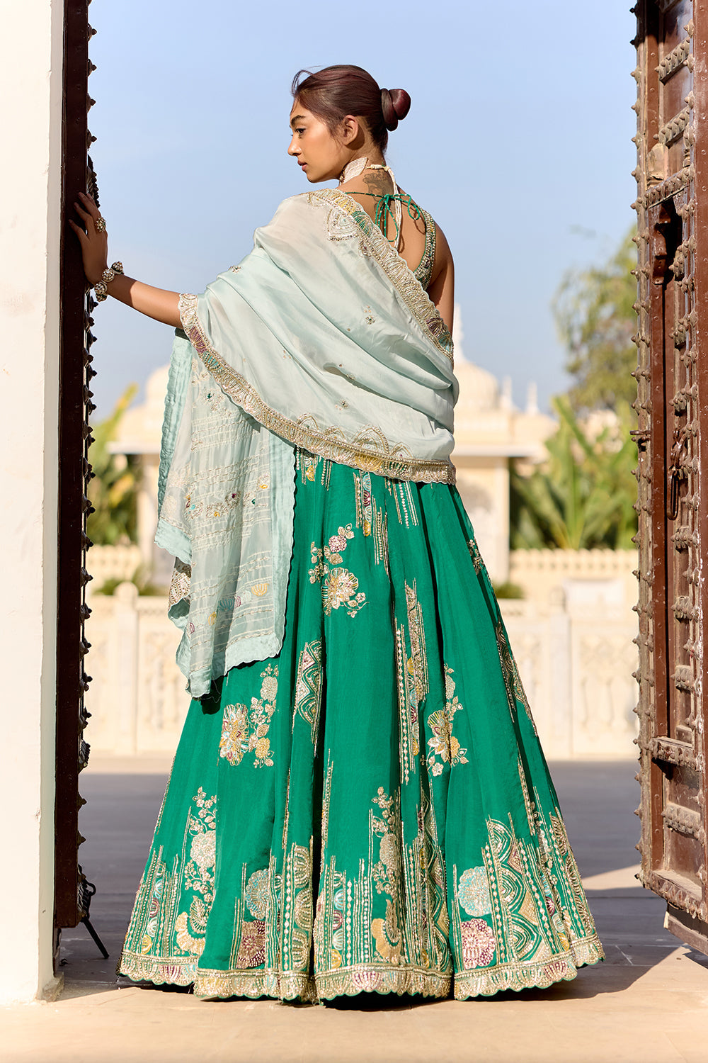 Jewel Green Organza Lehenga Set