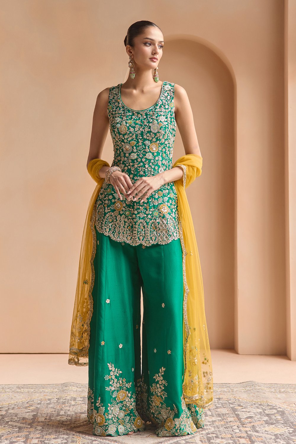 Jewel Green Sharara Set