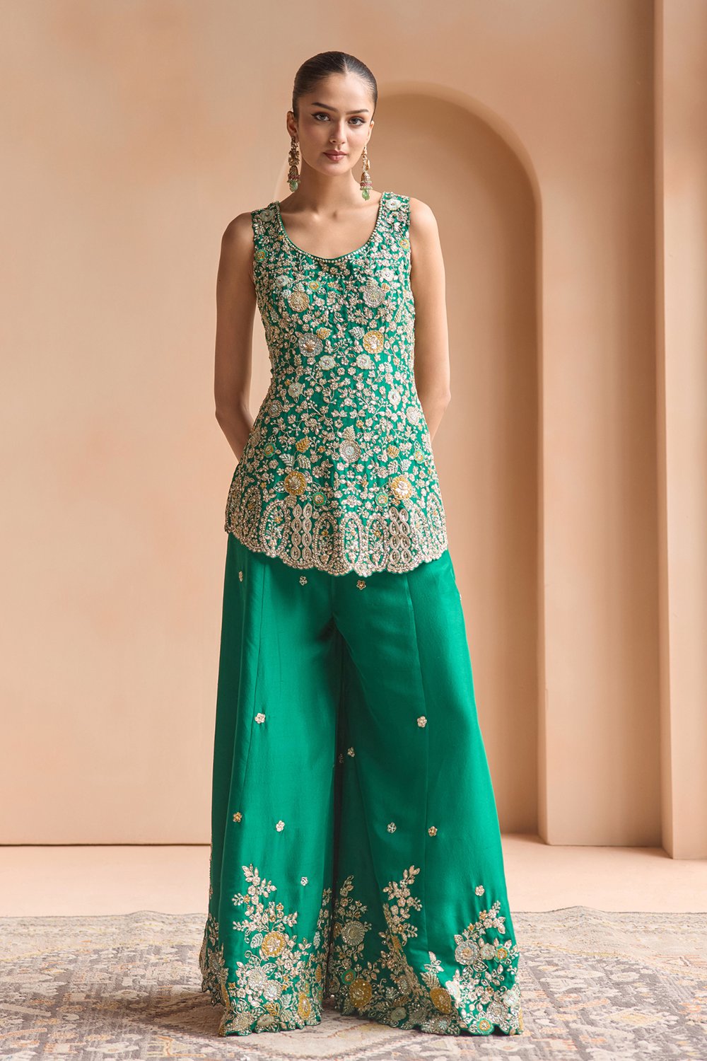 Jewel Green Sharara Set