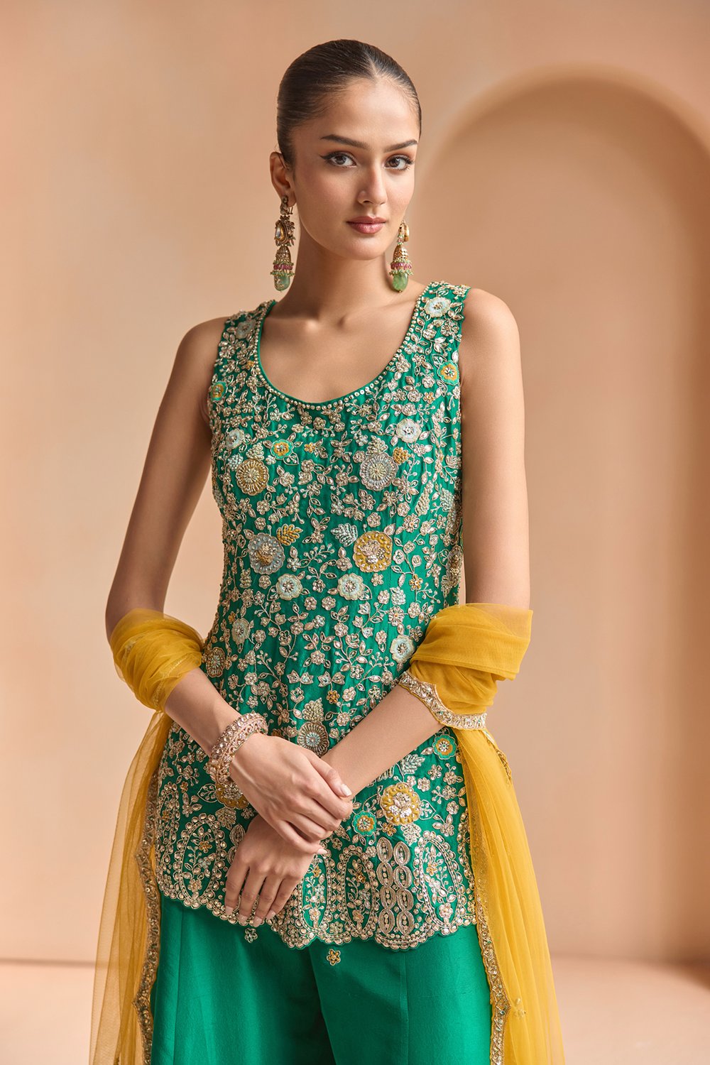 Jewel Green Sharara Set