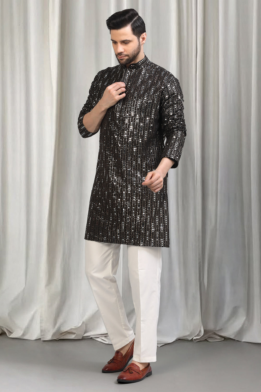 Jhilmil Embroidered Kurta With  Back Elastic Pants