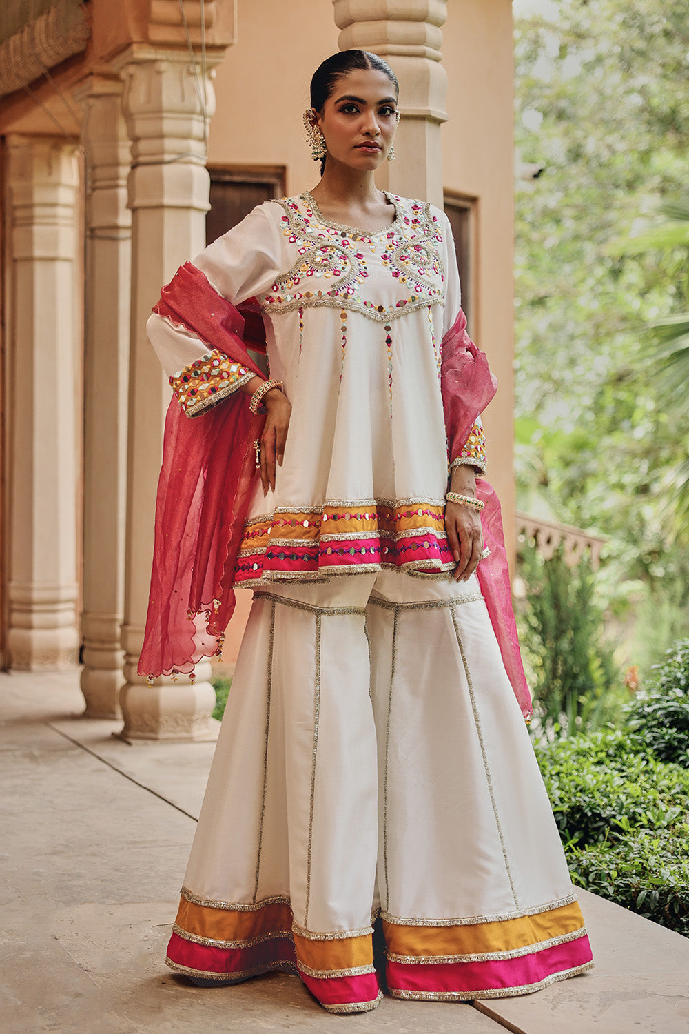 Jugni Ivory Sharara Set