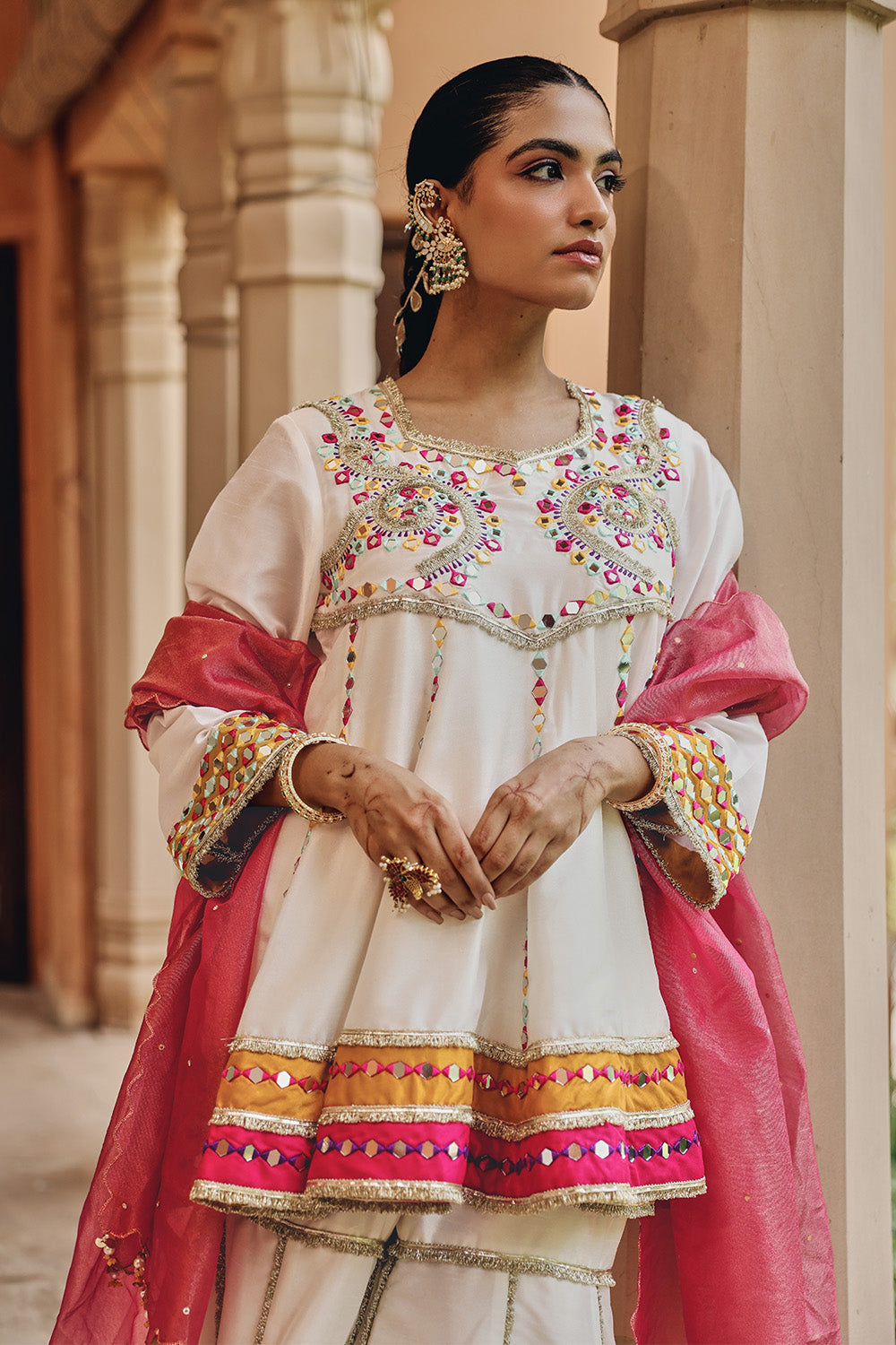 Jugni Ivory Sharara Set