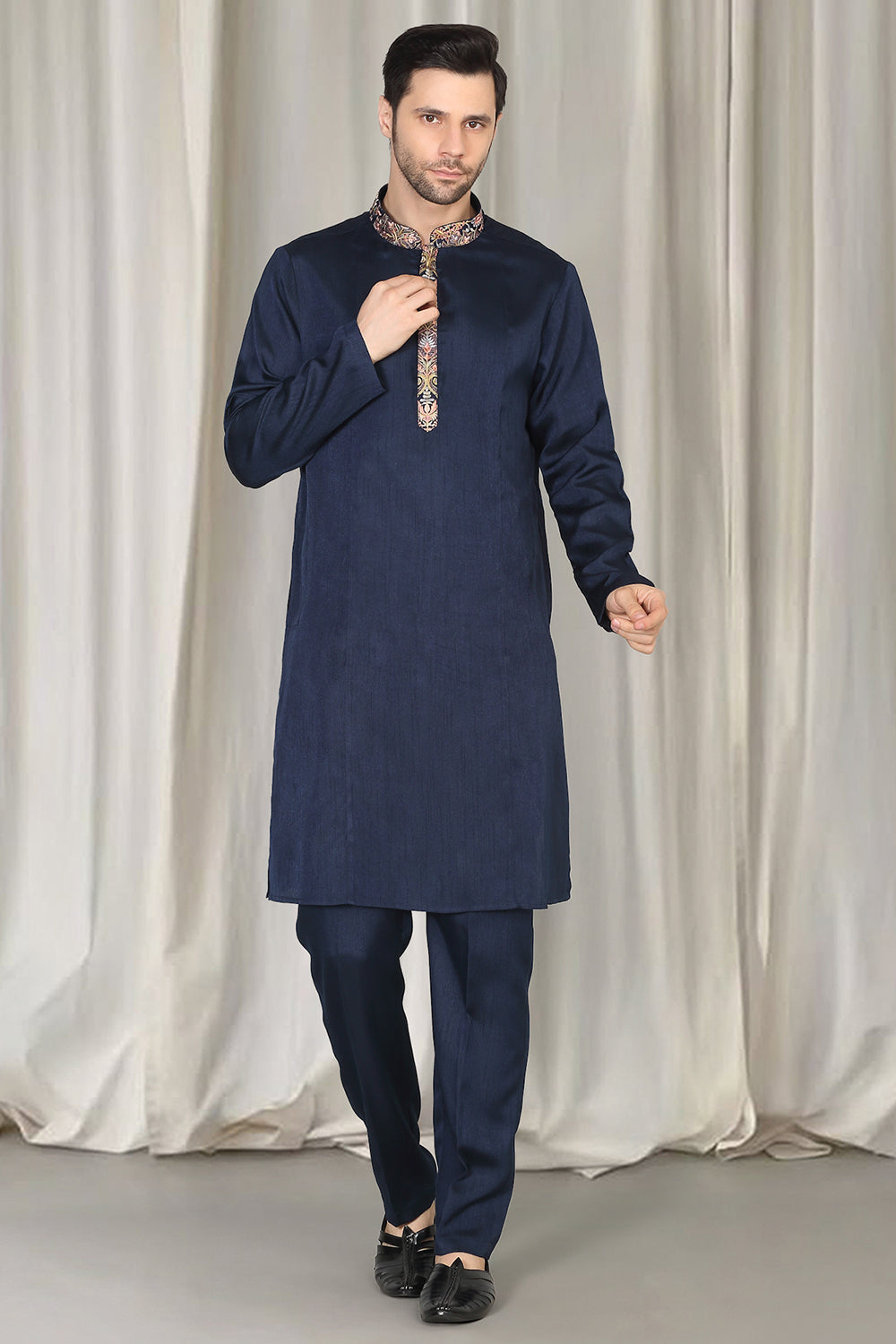 Kashmiriyat Embroidered Long Open Jacket With Kurta And  Pants