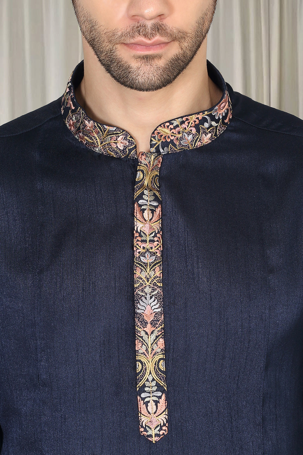 Kashmiriyat Embroidered Long Open Jacket With Kurta And  Pants