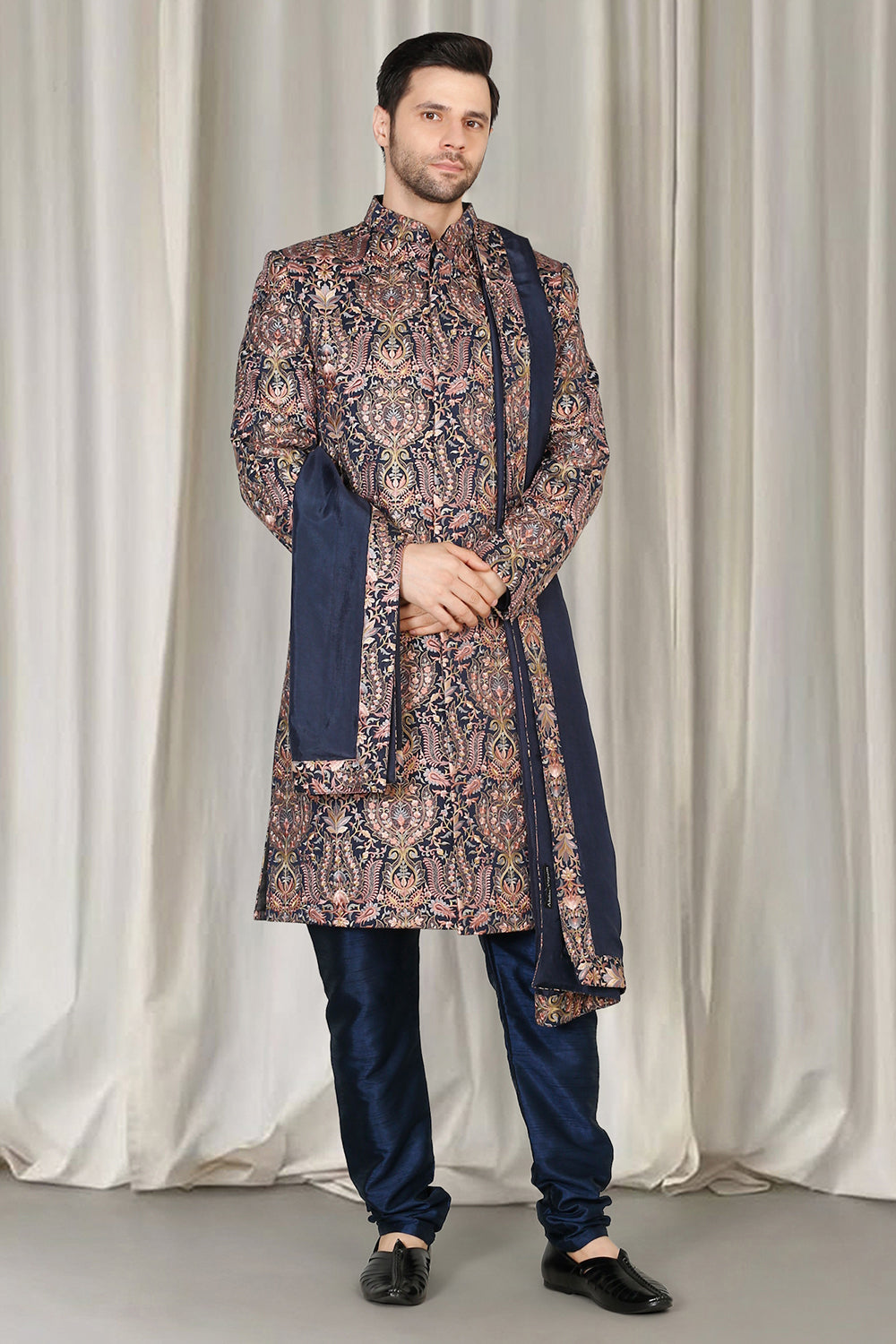 Kashmiriyat Sherwani Set With Kurta , Dupatta And Pants