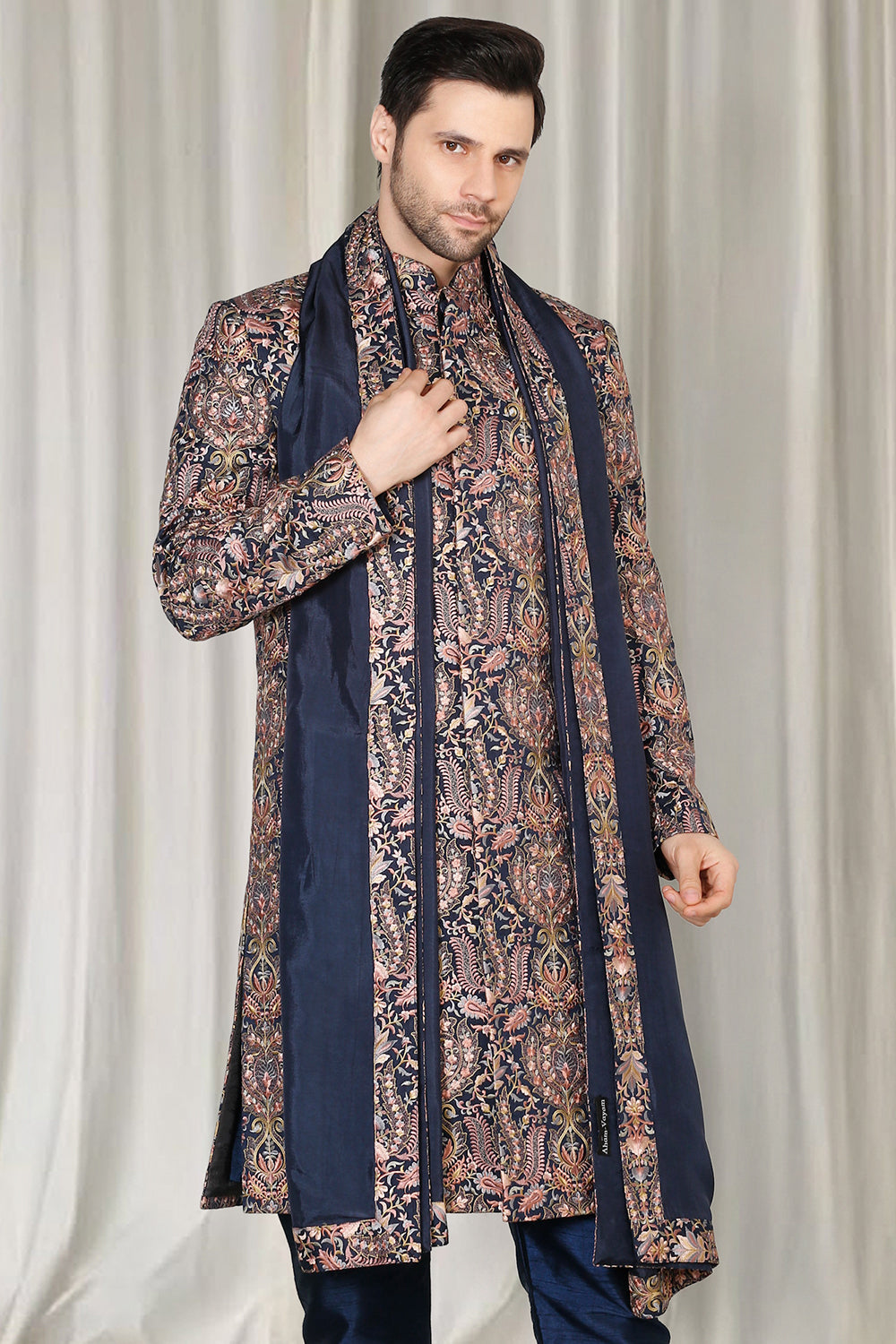 Kashmiriyat Sherwani Set With Kurta , Dupatta And Pants