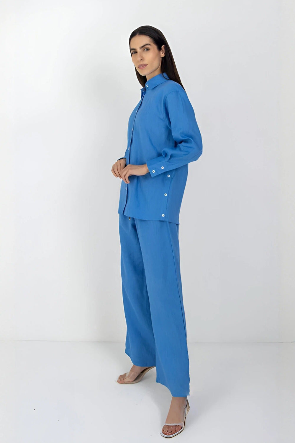Khushboo & Pankaj Azure Blue Linen Relaxed Co-Ord Set