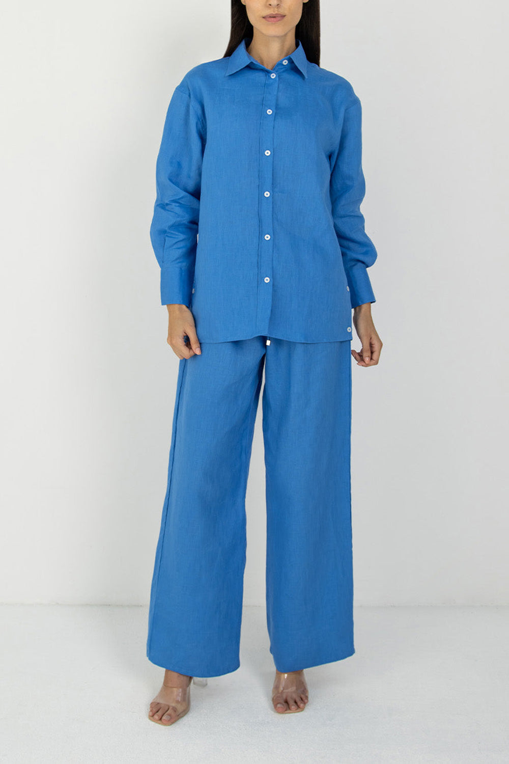 Khushboo & Pankaj Azure Blue Linen Relaxed Co-Ord Set