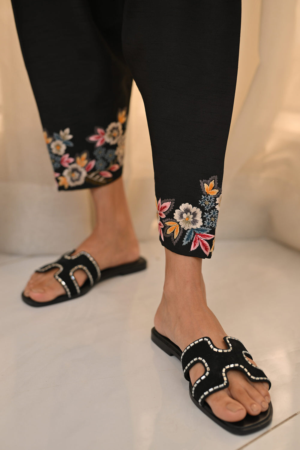 Khushboo & Pankaj Black Bird Embroidered Kurta Set