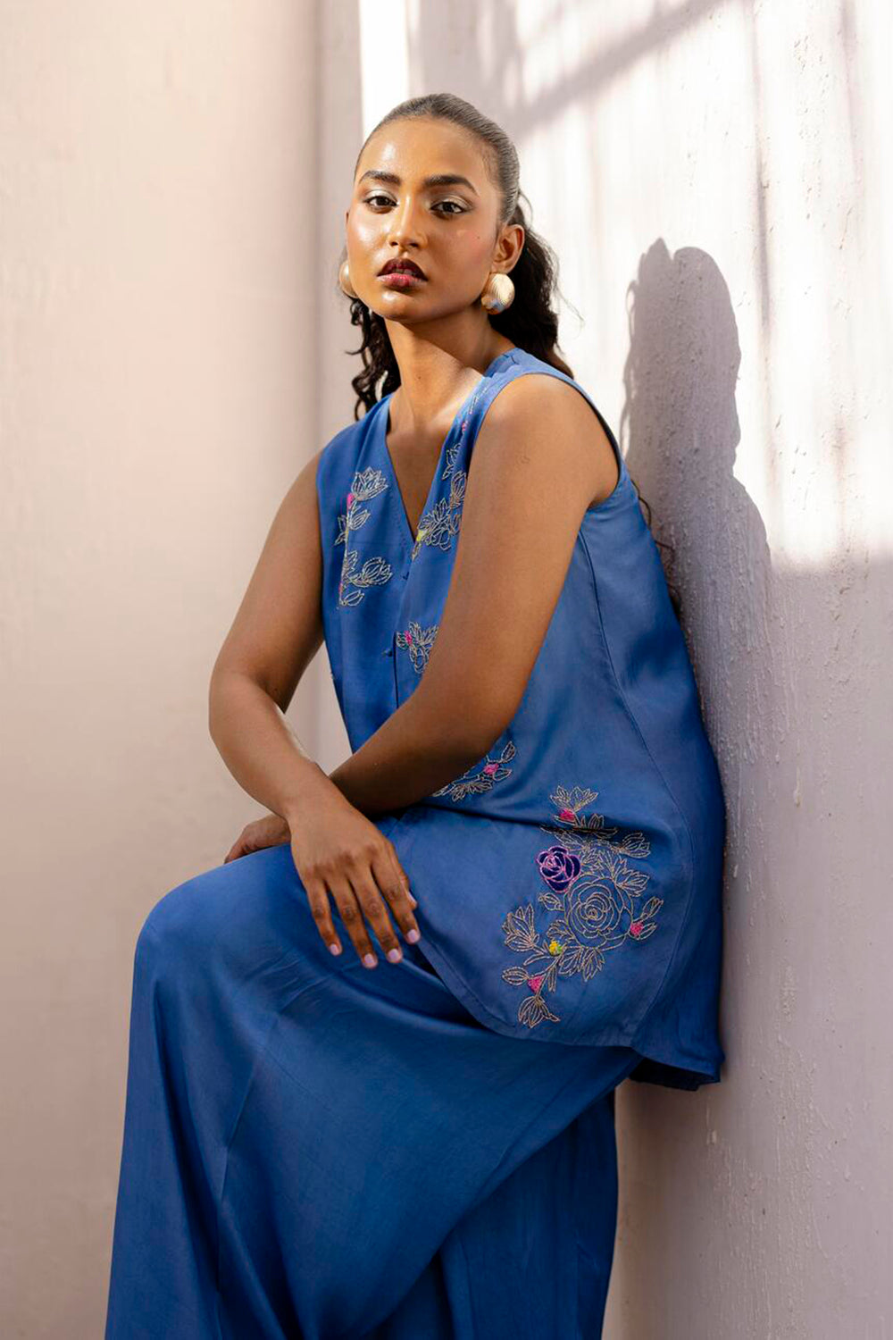 Khushboo & Pankaj Blue Embroidered Co-Ord Set
