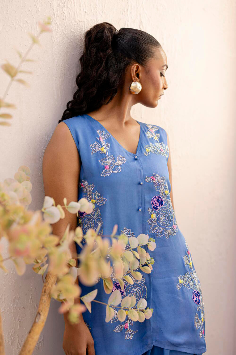 Khushboo & Pankaj Blue Embroidered Co-Ord Set